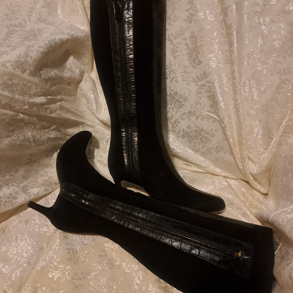 Vintage Valentino Garavani Suede and Crocodile Boots